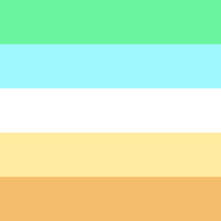 A five striped flag. The stripes are mint green, aqua, white, pale yellow, and pale orange.